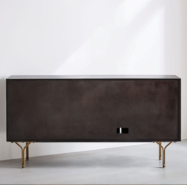 walnut finish sideboard back view