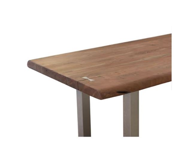 Acacia Wood Dining Set bench close up