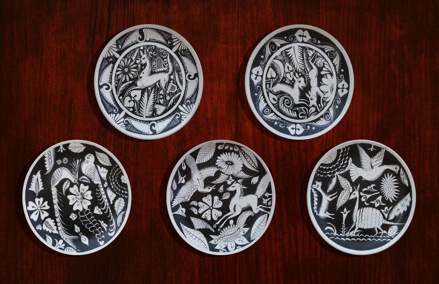 Hand Painted Set of 5 Mexican Wall Plates