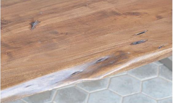 Acacia Wood Dining Set table close up