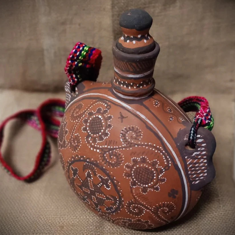 Kutch Painted Pottery Water Bottle