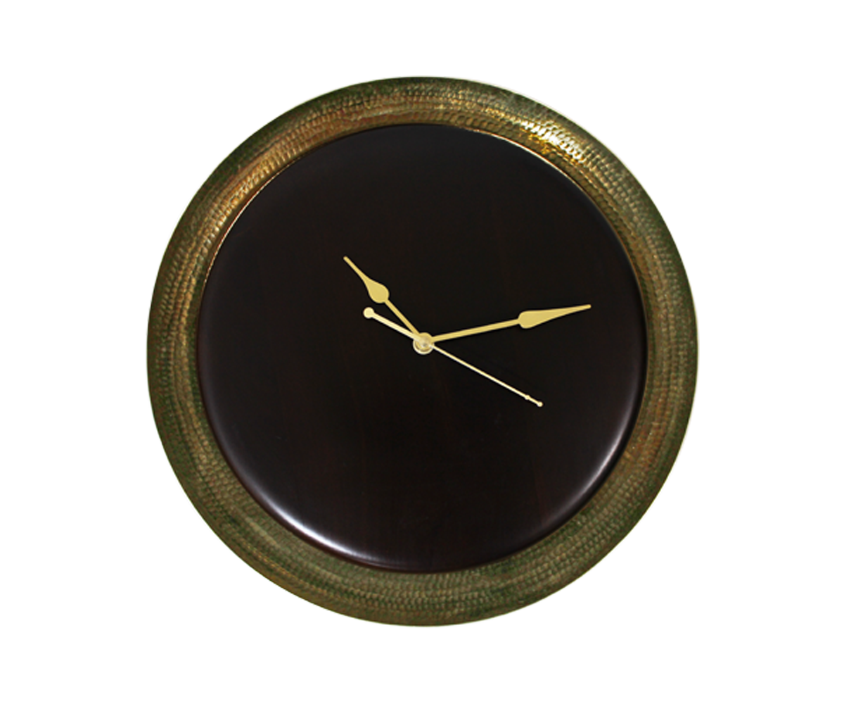 Aevum Wood and Brass Wall Clock - Brown & Gold
