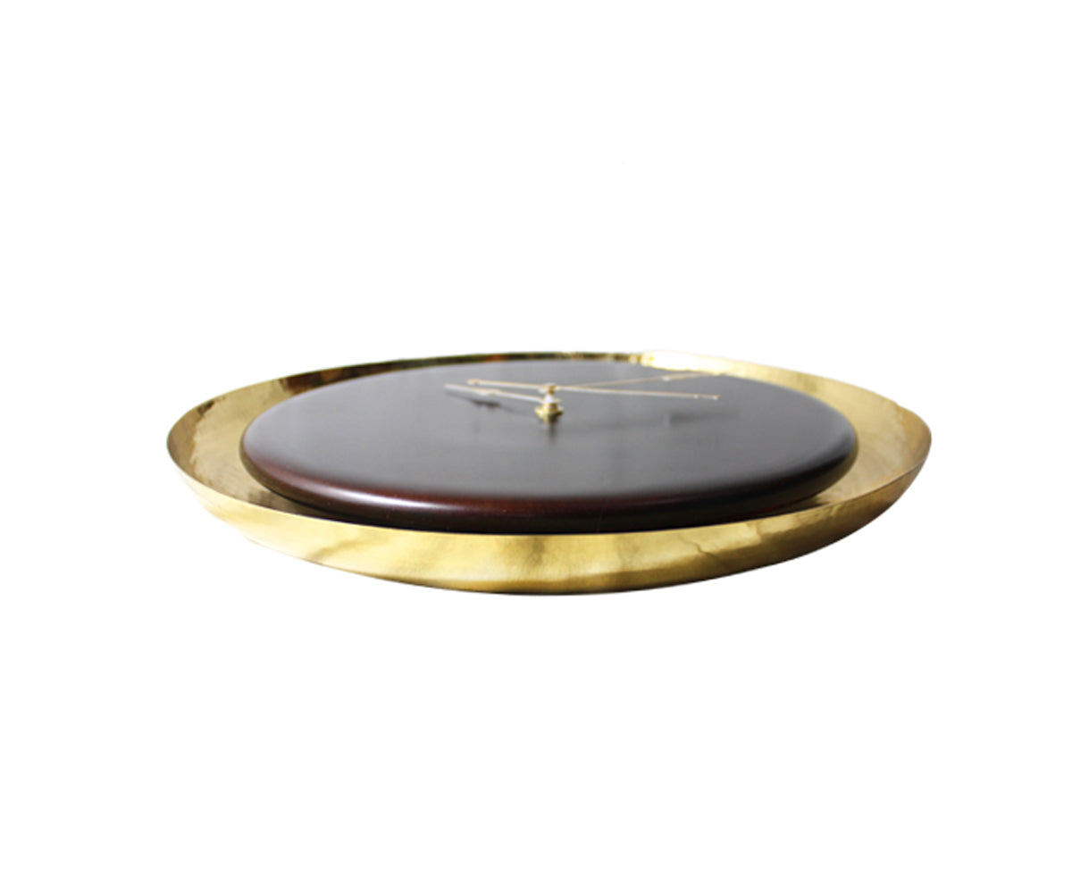 Aevum Wood and Brass Wall Clock - Brown & Gold