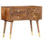 The kashth Furniture Console Desk with 4 Drawers, Mango Wood, Chestnut | Brass Inlay, One Size  In Stock