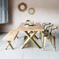 The kashth Happy Dining Table & Bench | Golden Leg | Dinning Room Furniture | Custom Available