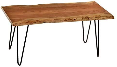 The Kashth Hairpin Natural Live Edge Wood with Metal 48" Bench