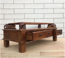Load image into Gallery viewer, Asgil coffee table with assorted hand carving elephants with 3 drawers.