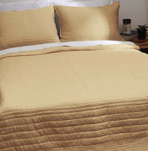 Load image into Gallery viewer, BEIGE luxury 300TC cotton satin Quilt with coordinated pillow cases, Sizes available