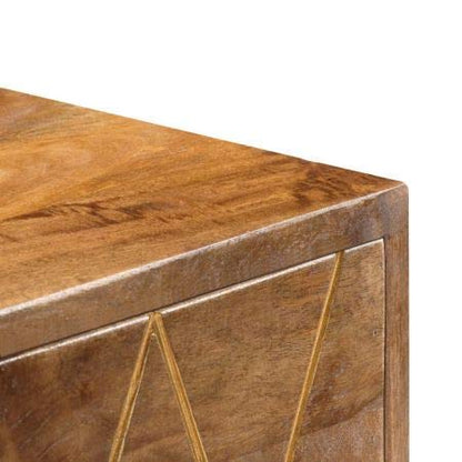 The kashth Furniture Console Desk with 4 Drawers, Mango Wood, Chestnut | Brass Inlay, One Size  In Stock