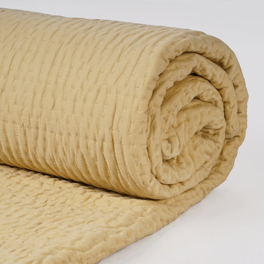 300TC BEIGE COTTON SATIN KANTHA QUILT, Sizes available