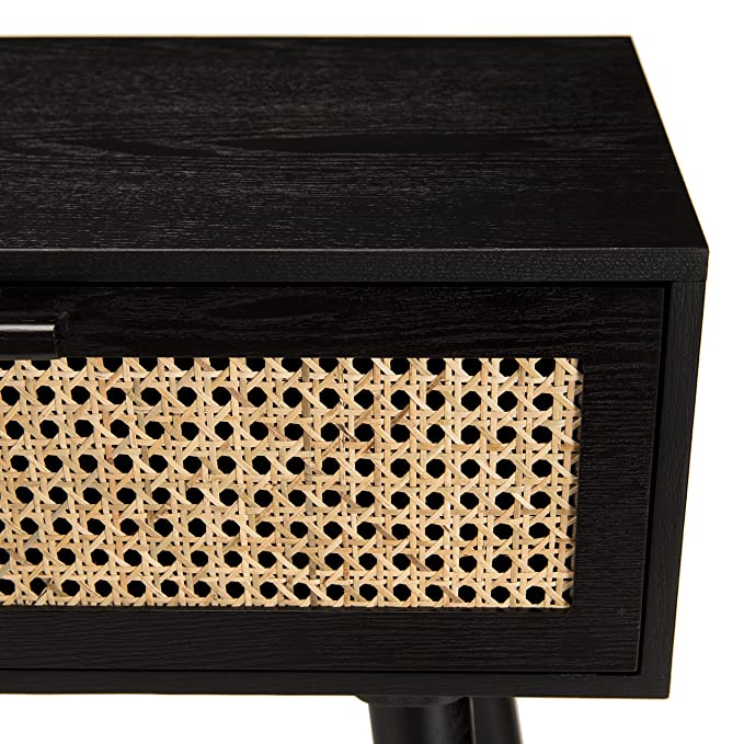 The kashth 2 Black Wood Console with Cane Drawers (Black)