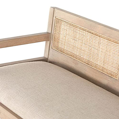 The kashth Mango Wood Montoya Padded Bench, Brown  In Stock