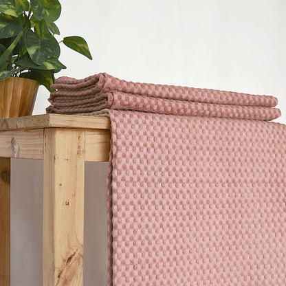 Old Rose colour waffle Throw blanket, 100% cotton, 50X60 inches