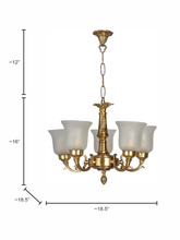 Load image into Gallery viewer, Small Traditional Brass Chandelier dimensions
