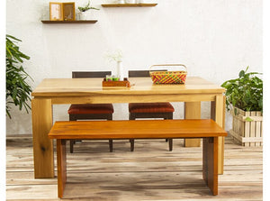 Brown Solid Wood 4 Seater Dining Set
