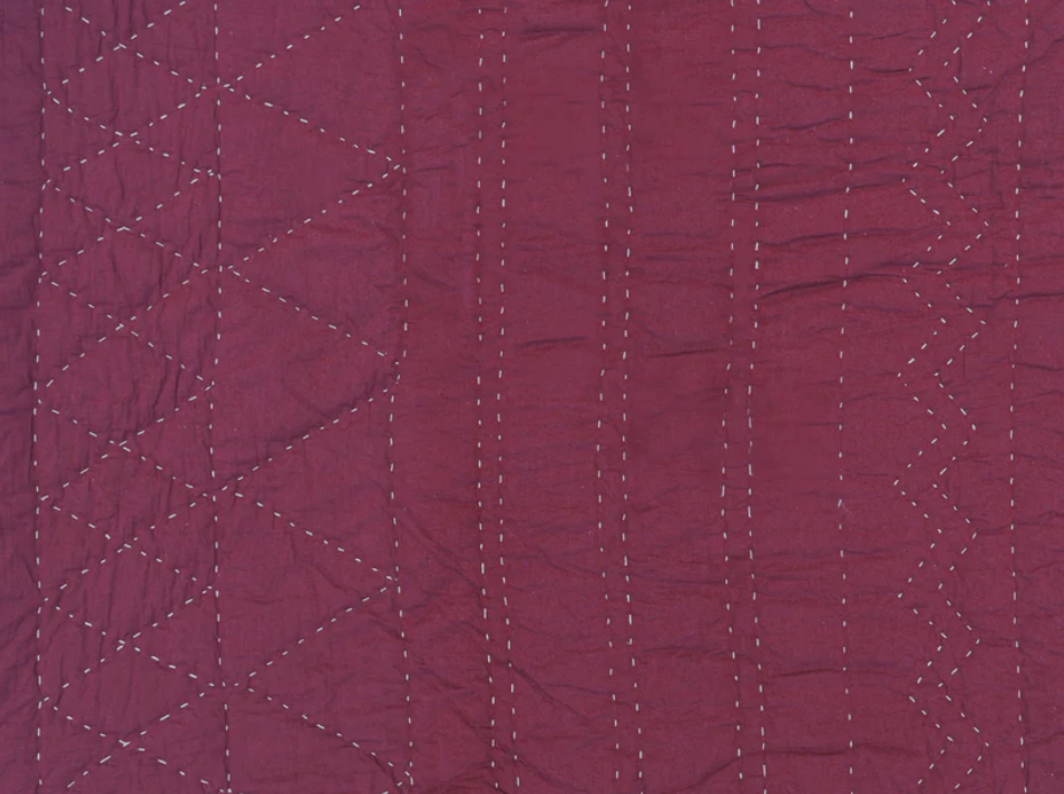 Burgundy quilt, aztec pattern, navajo style, maroon cotton kantha hand quilted bedspread