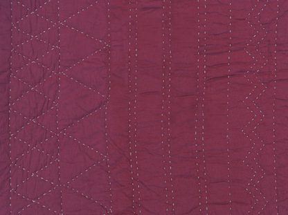 Burgundy quilt, aztec pattern, navajo style, maroon cotton kantha hand quilted bedspread