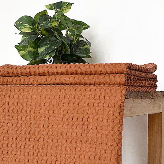 Brown or Burnt sienna waffle Throw blanket, 100% cotton, 50X60 inches