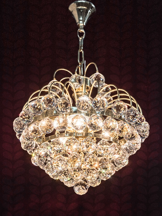 Golden Fountain Crysal Ball 3 Light Chandelier