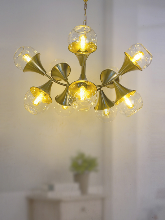 Golden Trumpet 10 Light Chandelier