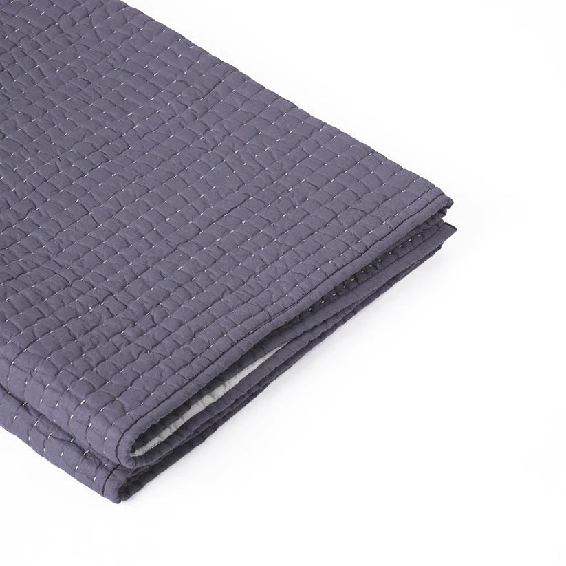 Lavender hand quilted cotton Throw blanket, classic stripe pattern quilting, 50X60 inches