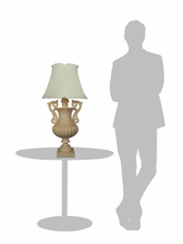Load image into Gallery viewer, Colonial Urn Marble Transitional Table Lamp With 16inch Off White Scalloped Borders Fabric Shade