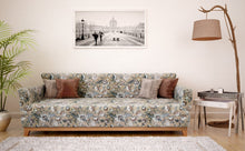 Load image into Gallery viewer, 3 seater sofa with floral upholstery with handcrafted solid wood frame
