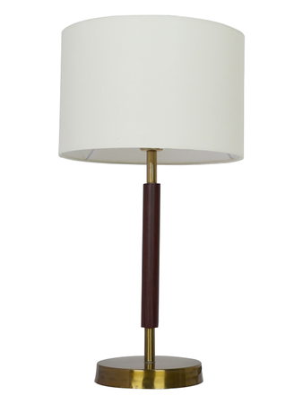 Contemporary Steel Brown Table Lamp With White Drum Shade