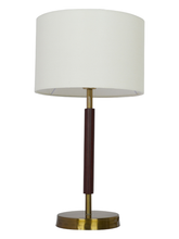 Load image into Gallery viewer, Contemporary Steel Brown Table Lamp With White Drum Shade