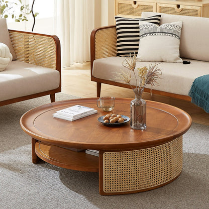 Rattan & Solid Wood Coffee Table