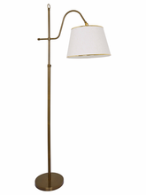 Load image into Gallery viewer, Gold Adjustable European 62 Inch Steel Downlight Study Lamp Floor Light With White Textured Gold Rim Fabric Shade