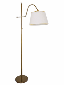 Gold Adjustable European 62 Inch Steel Downlight Study Lamp Floor Light With White Textured Gold Rim Fabric Shade