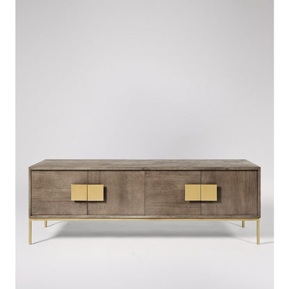 Natural Finish Modern Wood Tv Unit