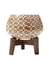 Load image into Gallery viewer, Earthy Jaipur Print Table Planter with Wooden Tripod Stand side view