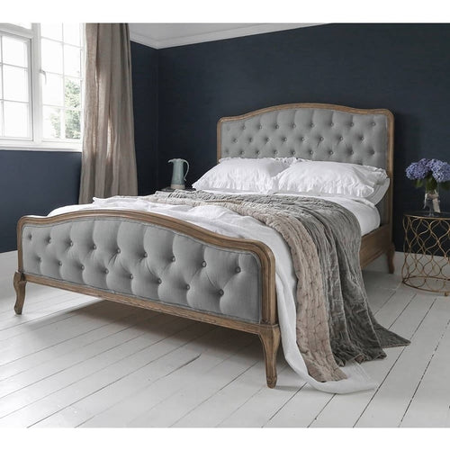 Grey Linen Upholstered Bed