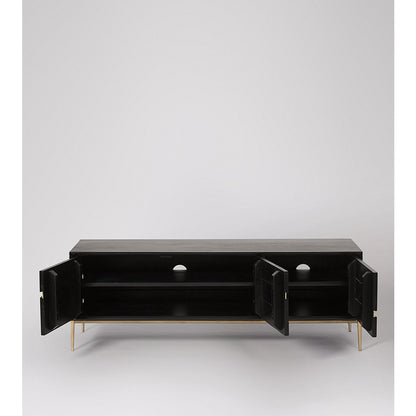 TV Console | Black Mango Wood & Brass