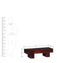 Load image into Gallery viewer, Designer Low Height Coffee Table in Honey comparison with human being