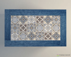 tile inlay dining table top view