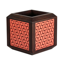 Load image into Gallery viewer, QUBO Coral Boxy Handmade Wooden Indoor Planter Pot side view
