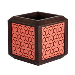 QUBO Coral Boxy Handmade Wooden Indoor Planter Pot side view