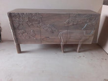 Load image into Gallery viewer, elegantly designed deer and forest carving on sideboard