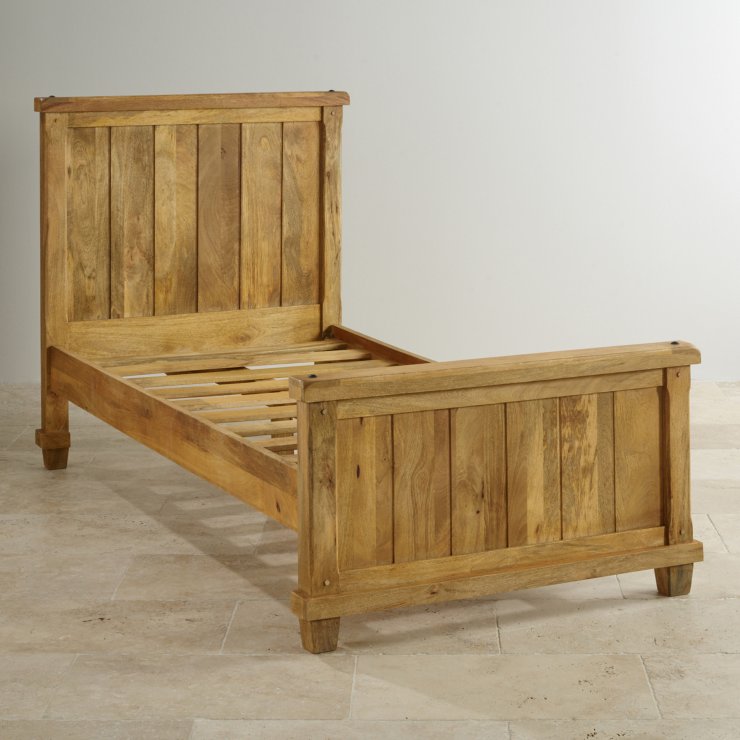 natural finish wooden bed