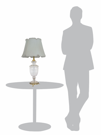 Royal Antique 27 Inch Single Trophy Glass & Brass Table Lamp Light With 14 Inch Off White Scalloped Borders Fabric Shade