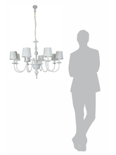 Load image into Gallery viewer, Transitional White 8-Lights Steel Ceiling Chandelier With 6 Inch Pleated Fabric Shades