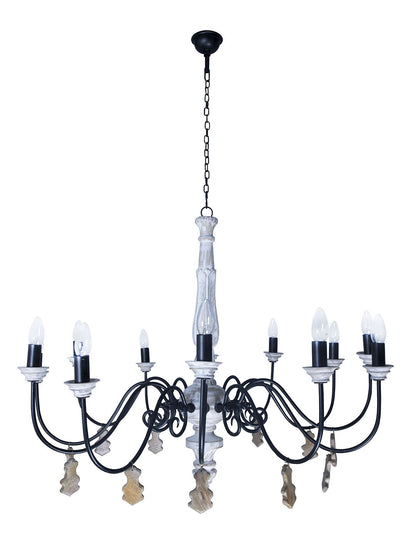Chic French country 12 light rustic white chandelier