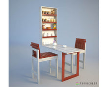 Load image into Gallery viewer, Red and Grey Solid Wood 2 Seater Wall Mounted Folding Dining Set