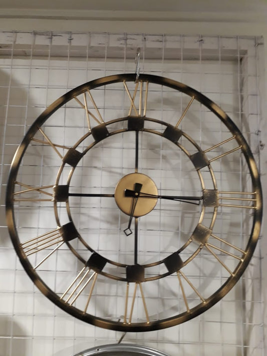 Heavy Metal Skeleton Wall Clock Gold Black