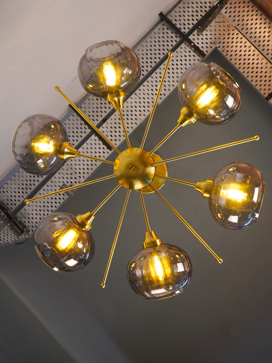 Spherical Cluster 6 Light Smoke Glass Chandelier