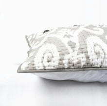 Load image into Gallery viewer, Grey ikat cotton kantha quilted pillow cover, sizes available