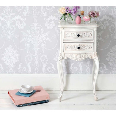 Hand Craved Bedside Table with Two Drawers